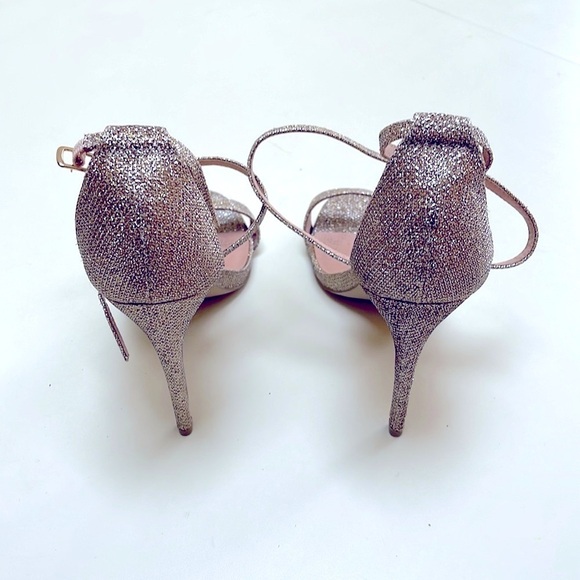 💜🤑 NEW LOOK Rose Gold Glitter Strappy Stiletto Heel Sandals Size 6 - Picture 7 of 10